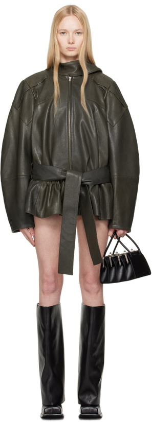Photo: FIDAN NOVRUZOVA Khaki Julia Leather Jacket