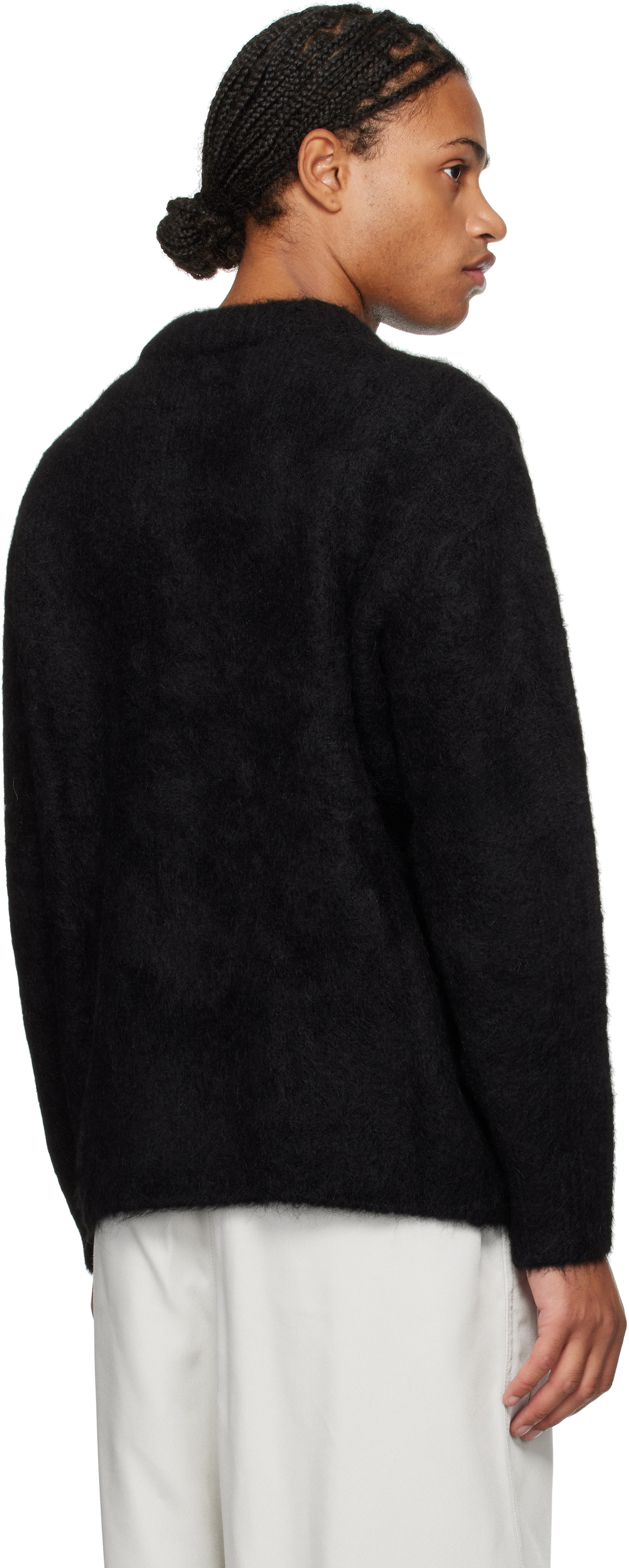 AMOMENTO Black Alpaca Round Neck Sweater