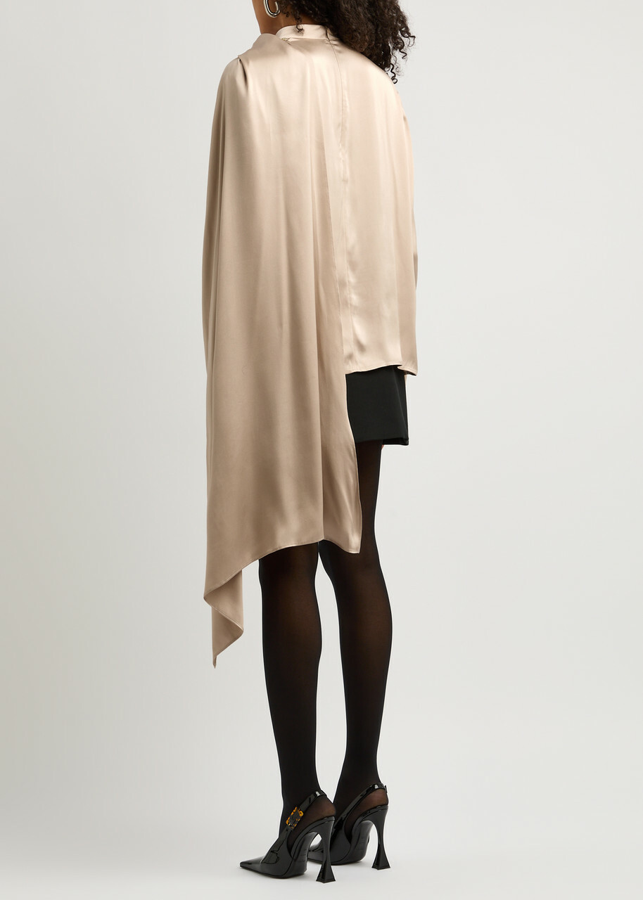 Magda Butrym Cape-effect Silk Blouse Beige