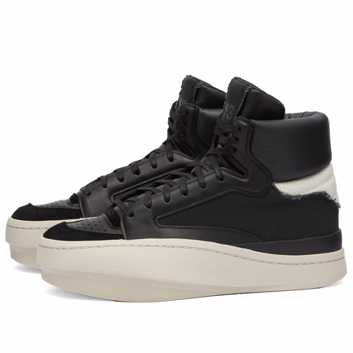 Photo: Y-3 Men's Lux Bball High Sneakers in Black/Clear Brown/Off White
