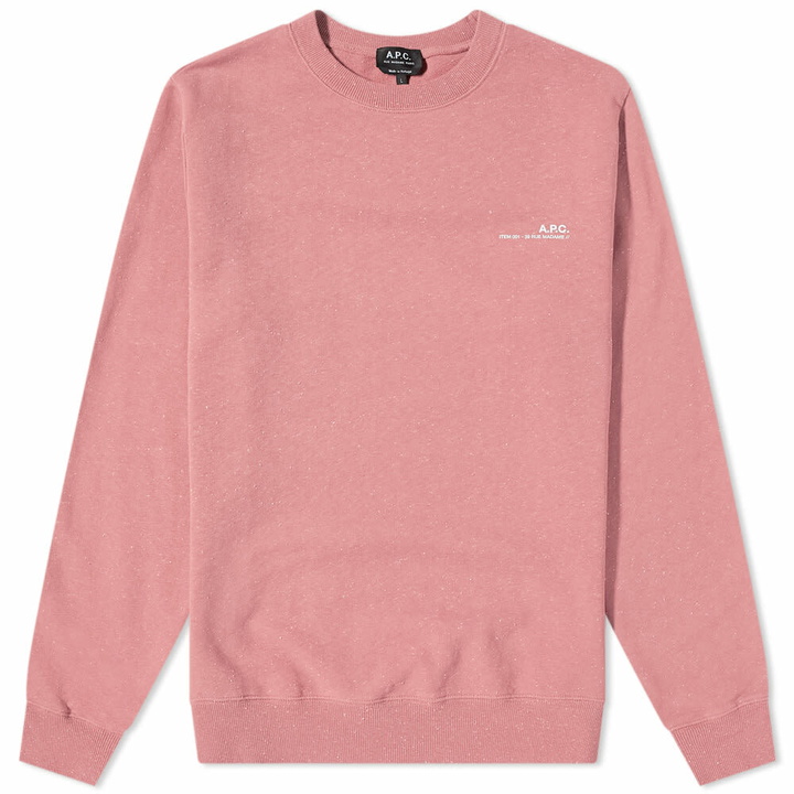 Photo: A.P.C. Men's Item Logo Crew Sweat in Raspberry