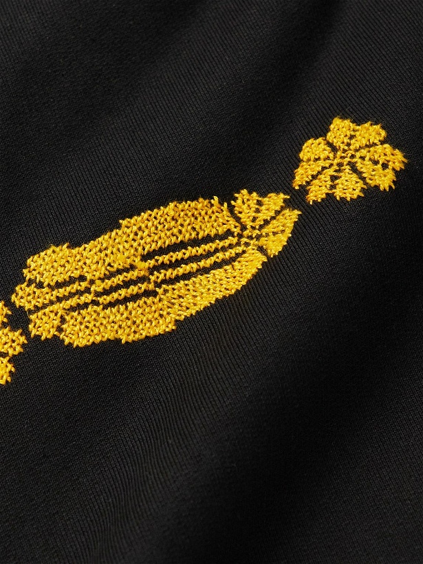 Photo: Adish - Tasselled Embroidered Cotton-Jersey Hoodie - Black