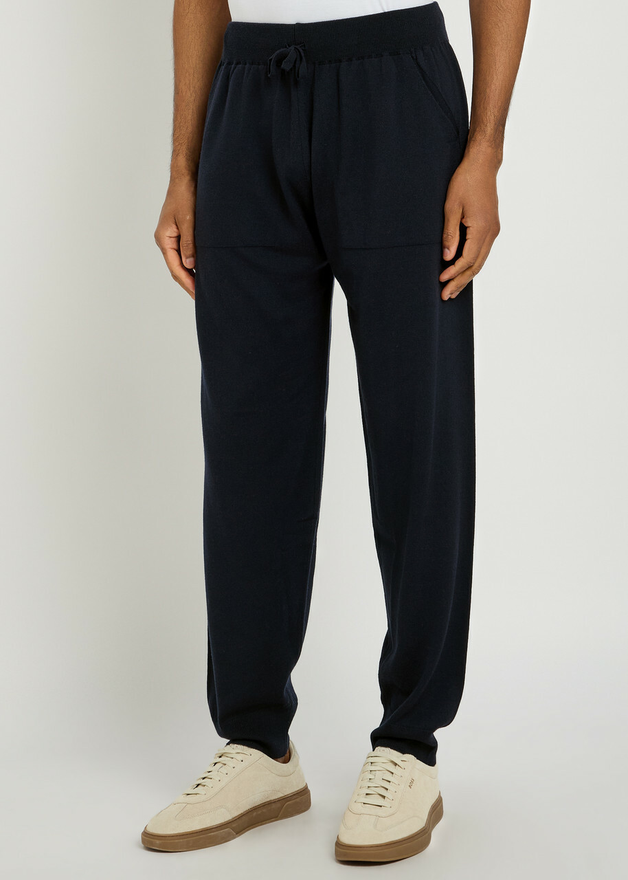 John Smedley Henning Cuffed Merino Wool Sweatpants Navy