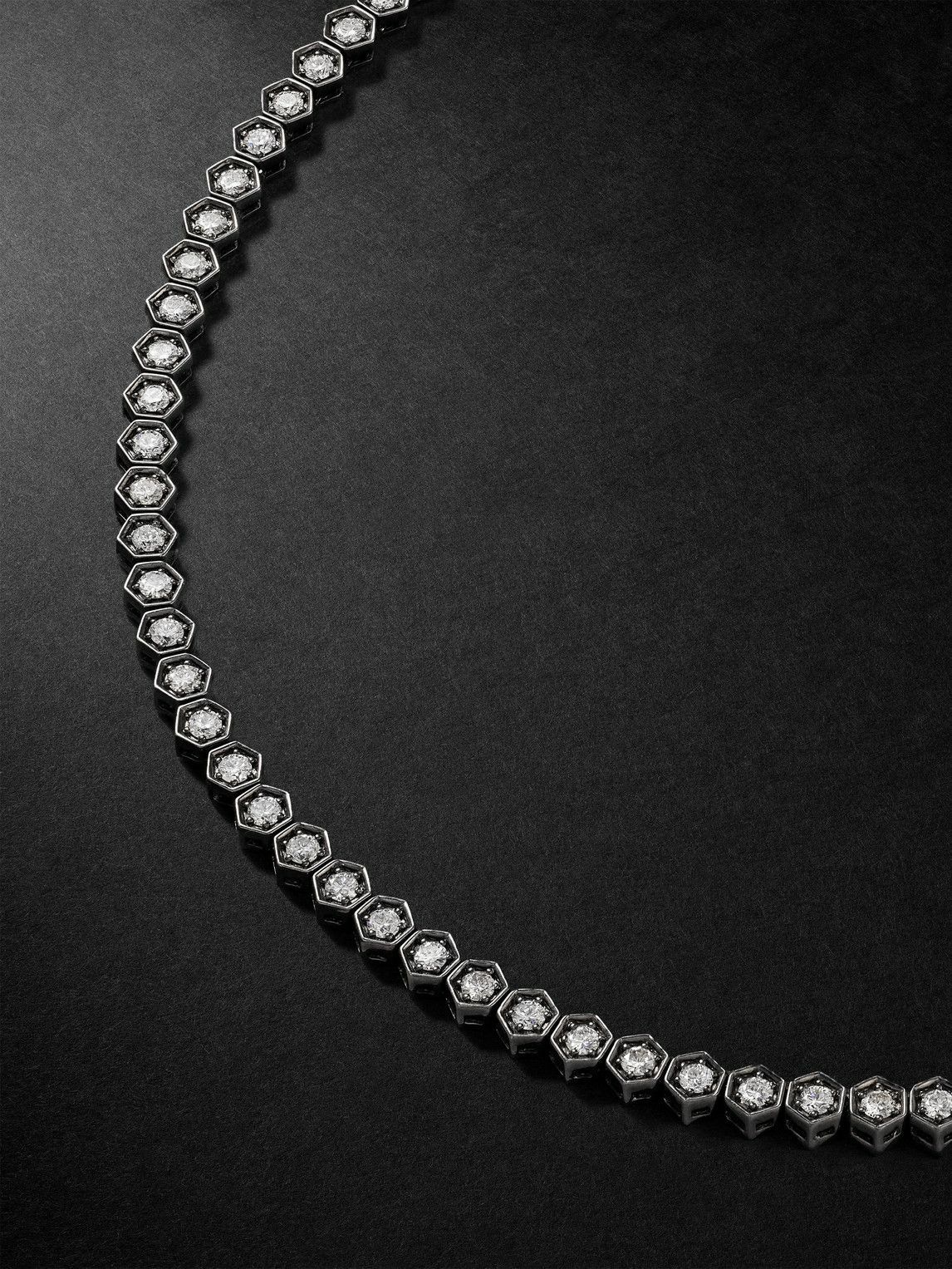 KOLOURS JEWELRY - Hexagon Large Blackened 18-Karat Gold Diamond Necklace