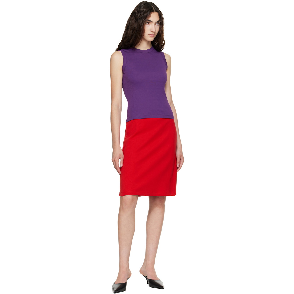 FLORE FLORE Red Marie Midi Skirt