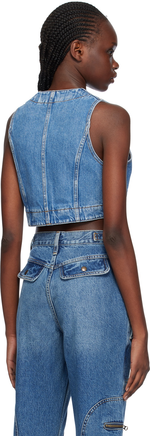 Re/Done Blue Micro Trucker Denim Vest