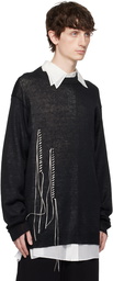 YOHJI YAMAMOTO Black 10G Plated Crossed Pattern Embroidery Sweater