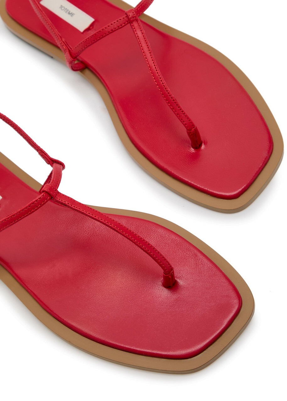 Toteme T-strap Leather Sandals Red