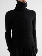 SAINT LAURENT - Slim-Fit Ribbed Alpaca-Blend Rollneck Sweater - Black