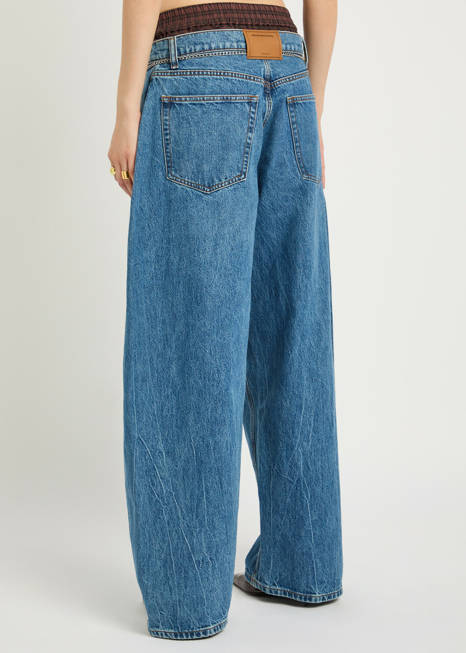 Alexanderwang.t Boxer-effect Wide Barrel-leg Jeans Blue