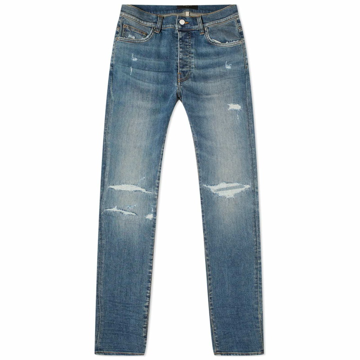 Photo: AMIRI Men's Fractured Jeans in Crafted Indigo