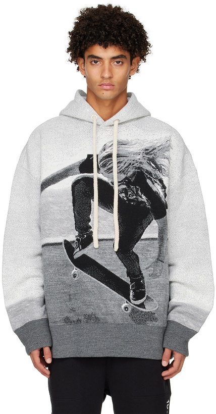 Photo: Palm Angels Gray Skater Hoodie
