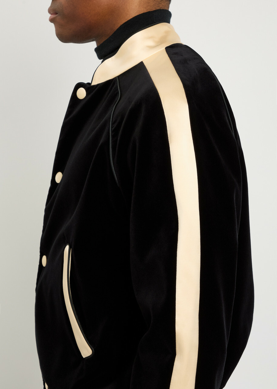 Valentino Garavani Satin-trim Velvet Bomber Jacket Black