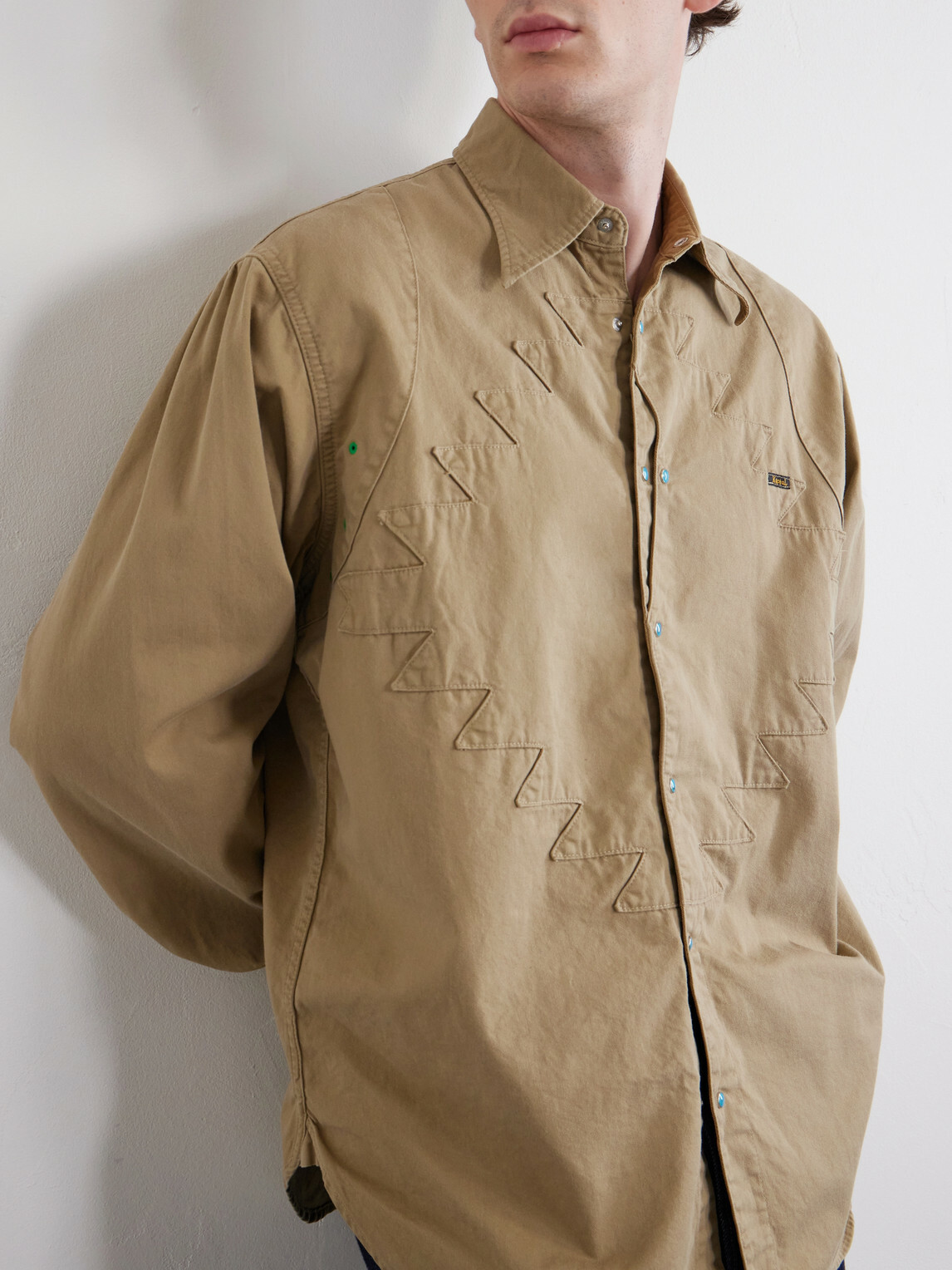 KAPITAL - Thunderbird Panelled Cotton-Twill Shirt - Neutrals