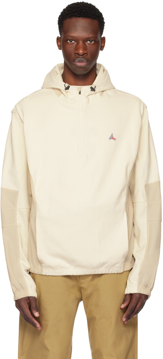 ROA Off-White Paneled Hoodie ROA
