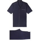 Hanro - Piped Cotton-Jersey Pajama Set - Navy