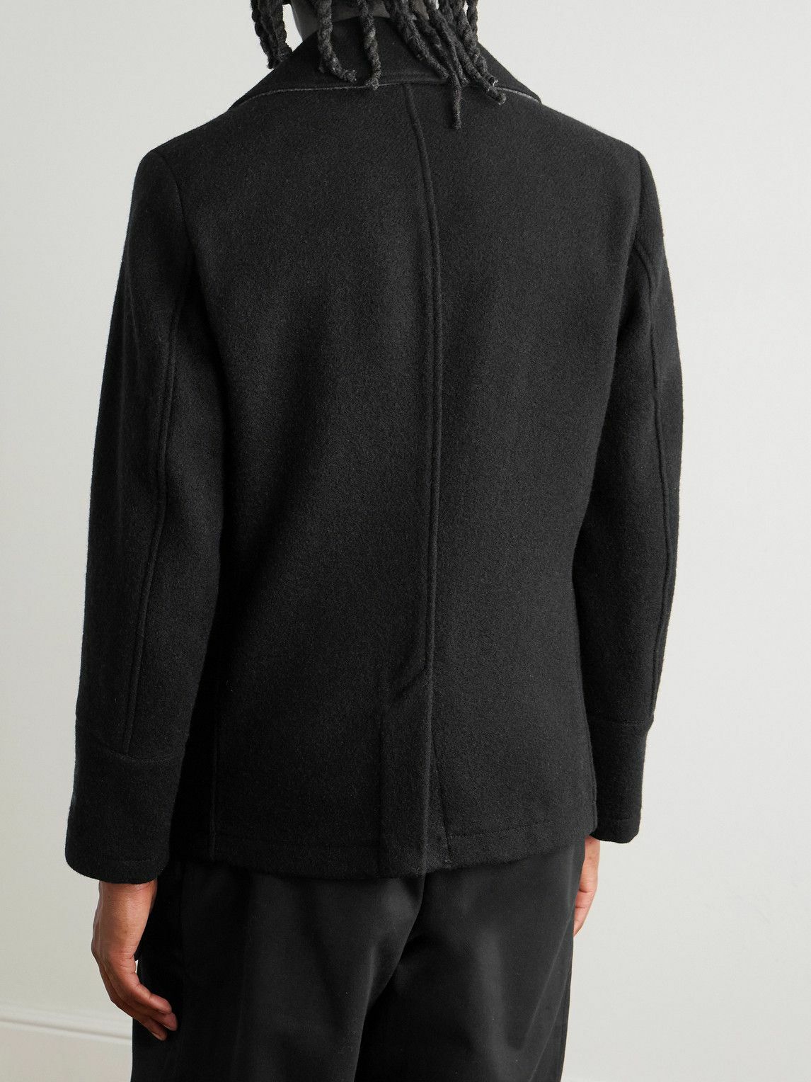 C.P. Company - Double-Breasted Brushed Virgin Wool Coat - Black