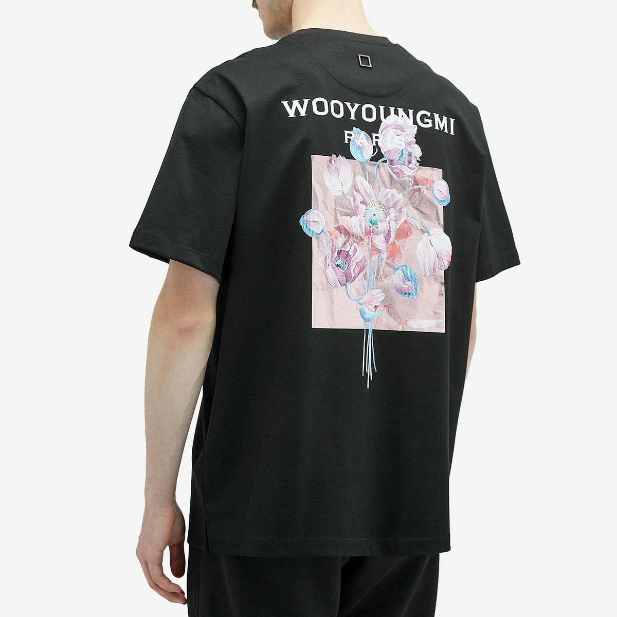 【WOOYOUNGMI】Men's Flower Back Logo T-Shirt Wooyoungmi Men's Flowers Back Logo T-Shirt in Black Wooyoungmi