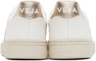 VEJA White & Gold V-10 ChromeFree Leather Sneakers