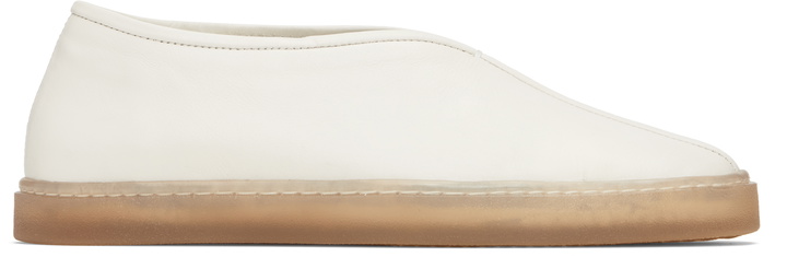 Photo: LEMAIRE White Linoleum Piped Loafers