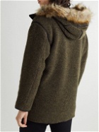 Beams Plus - Reversible Faux Fur-Trimmed Wool-Blend Bouclé and Cotton-Poplin Parka - Green