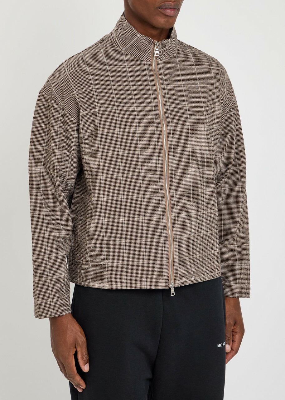Mki Miyuki Zoku Checked Textured Woven Track Jacket Brown