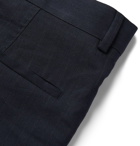 Brunello Cucinelli - Navy Slim-Fit Pinstriped Wool, Linen and Silk-Blend Suit Trousers - Navy