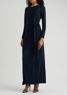 Diane Von Furstenberg Simona Wrap-effect Lamé Maxi Dress Dark Navy