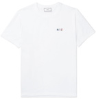 AMI - Slim-Fit Logo-Embroidered Cotton-Jersey T-Shirt - Men - White