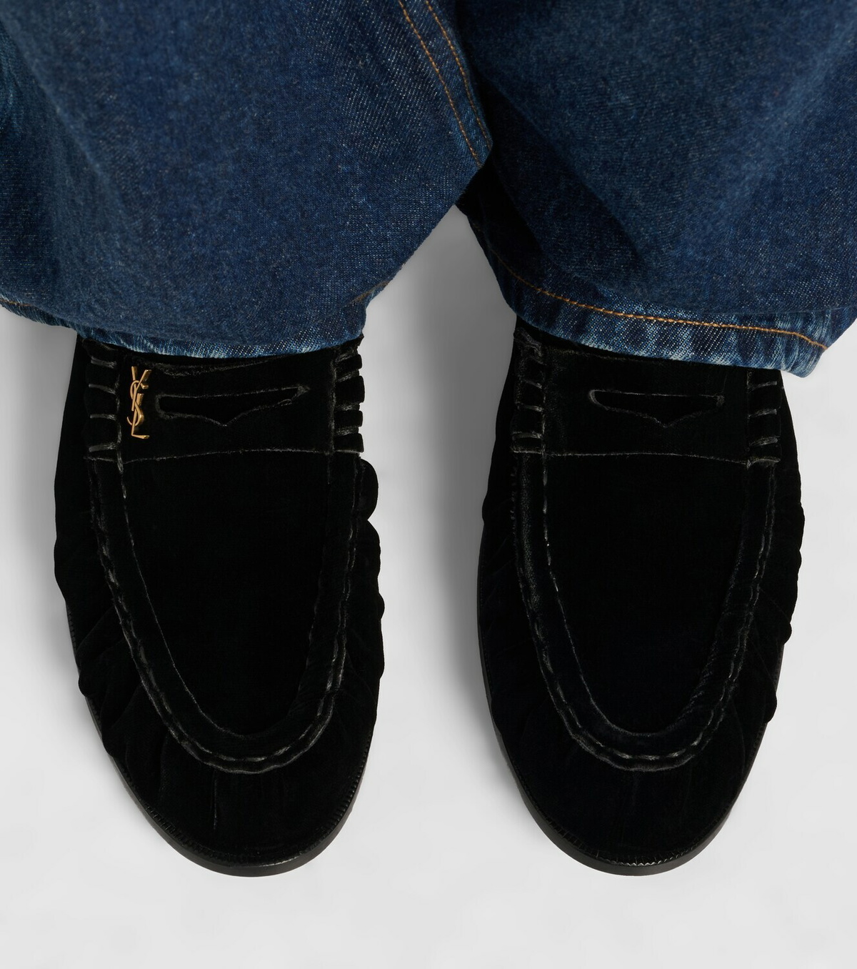 Saint Laurent Le Loafer velvet penny loafers