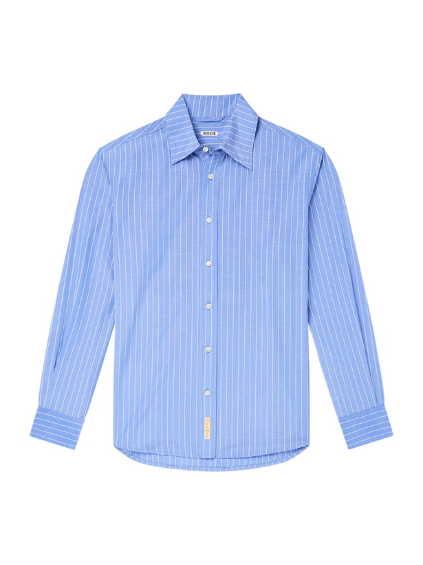 Photo: BODE - Striped Cotton-Poplin Shirt - Blue