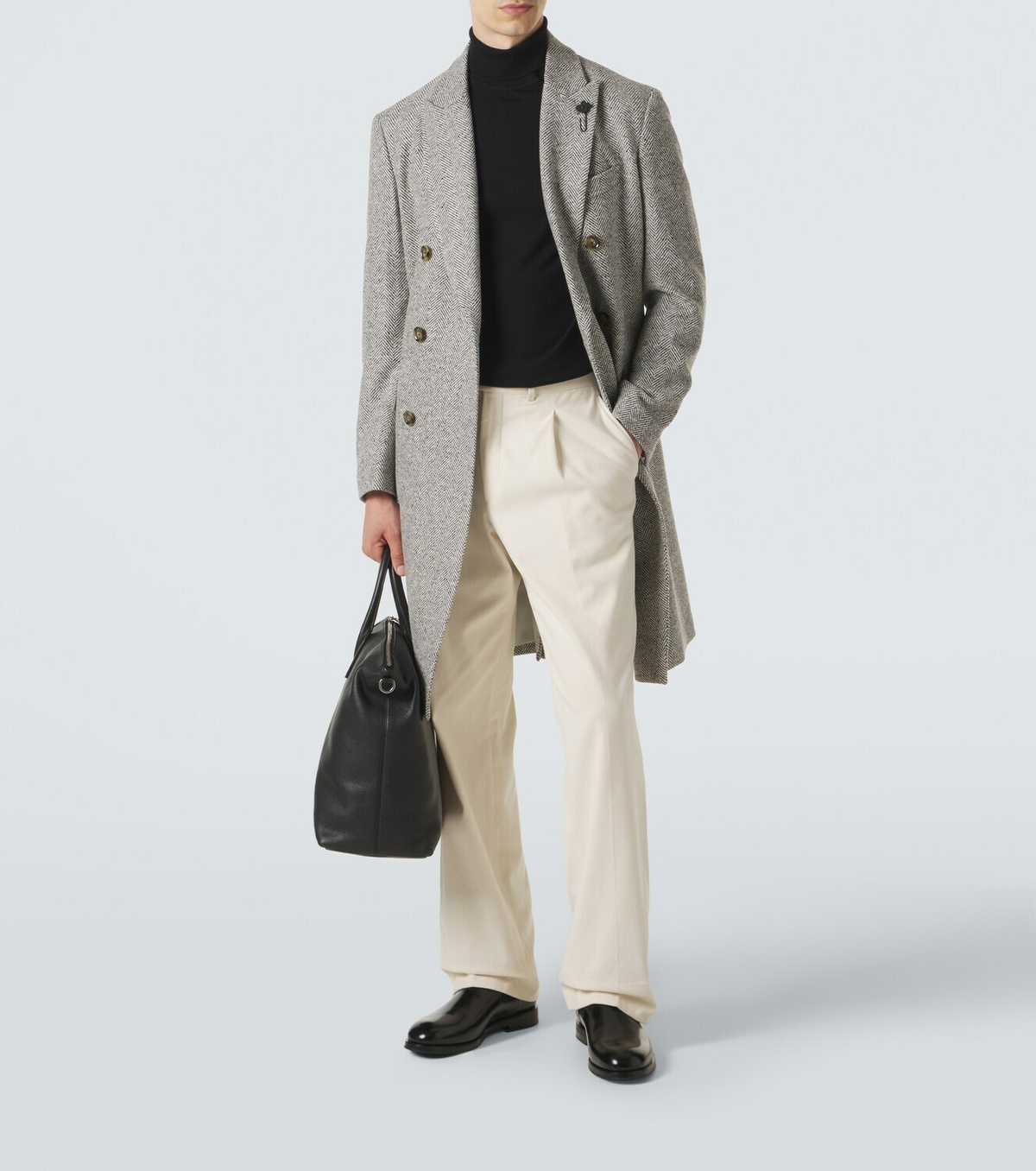 Lardini Herringbone double-breasted virgin wool coat