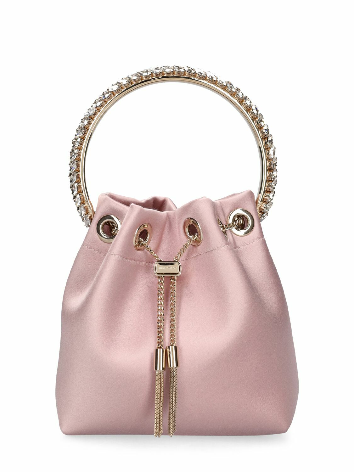 JIMMY CHOO - Bon Bon Silk & Crystal Top Handle Bag Jimmy Choo