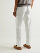 Caruso - Panarea Straight-Leg Pleated Linen Drawstring Suit Trousers - White