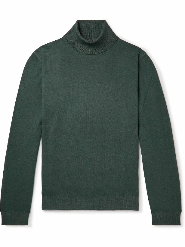 Photo: Boglioli - Slim-Fit Garment-Dyed Wool Rollneck Sweater - Green