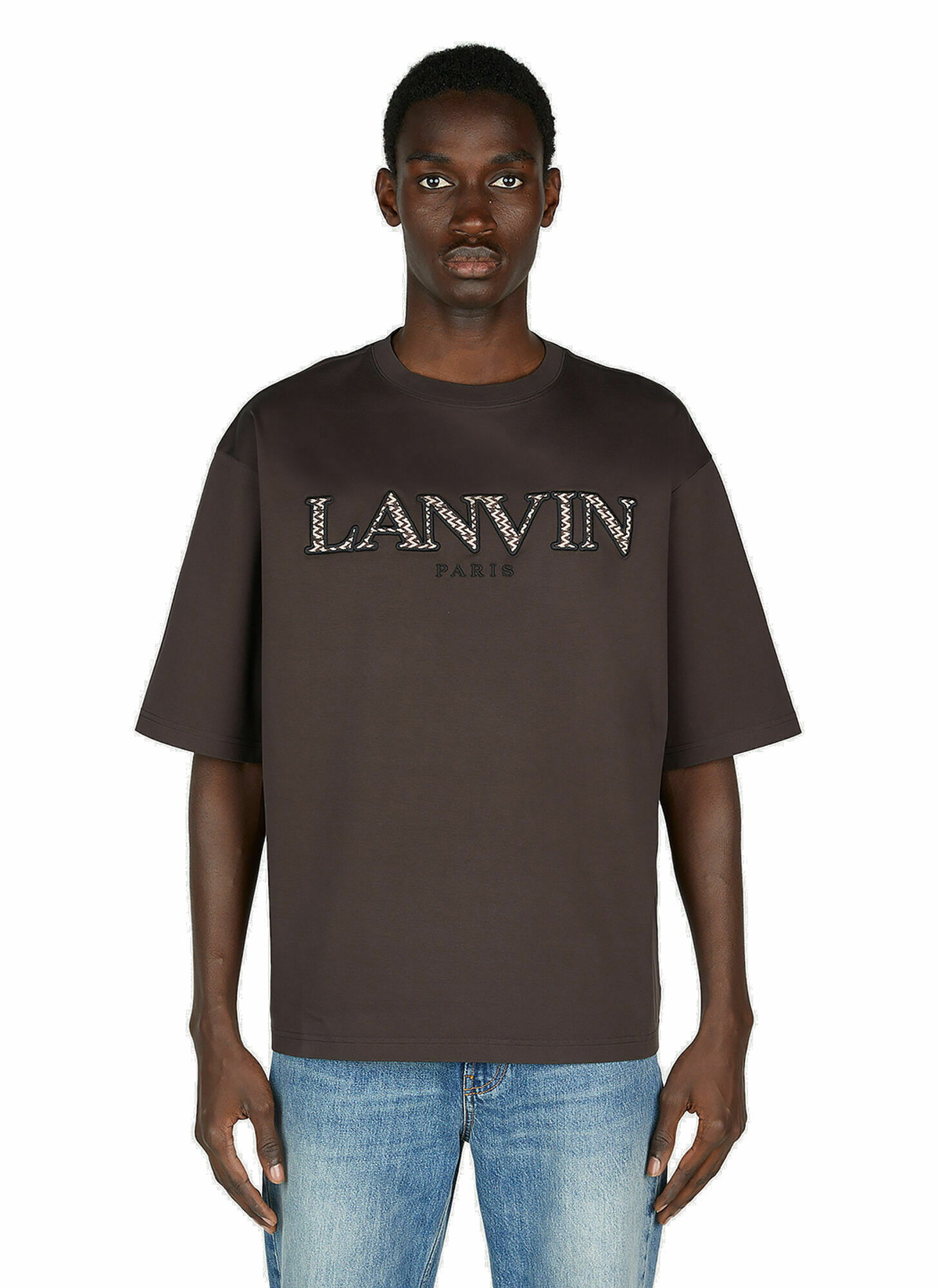 Lanvin - Logo Embroidery T-Shirt in Brown Lanvin