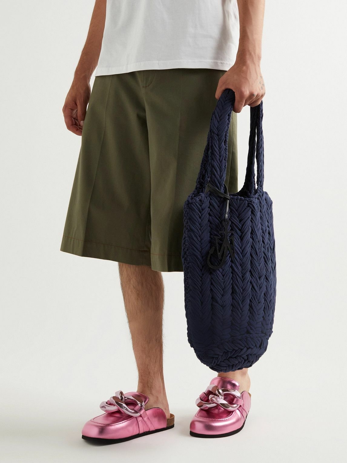 JW Anderson - Reversible Leather-Trimmed Crocheted Cotton Tote Bag JW ...
