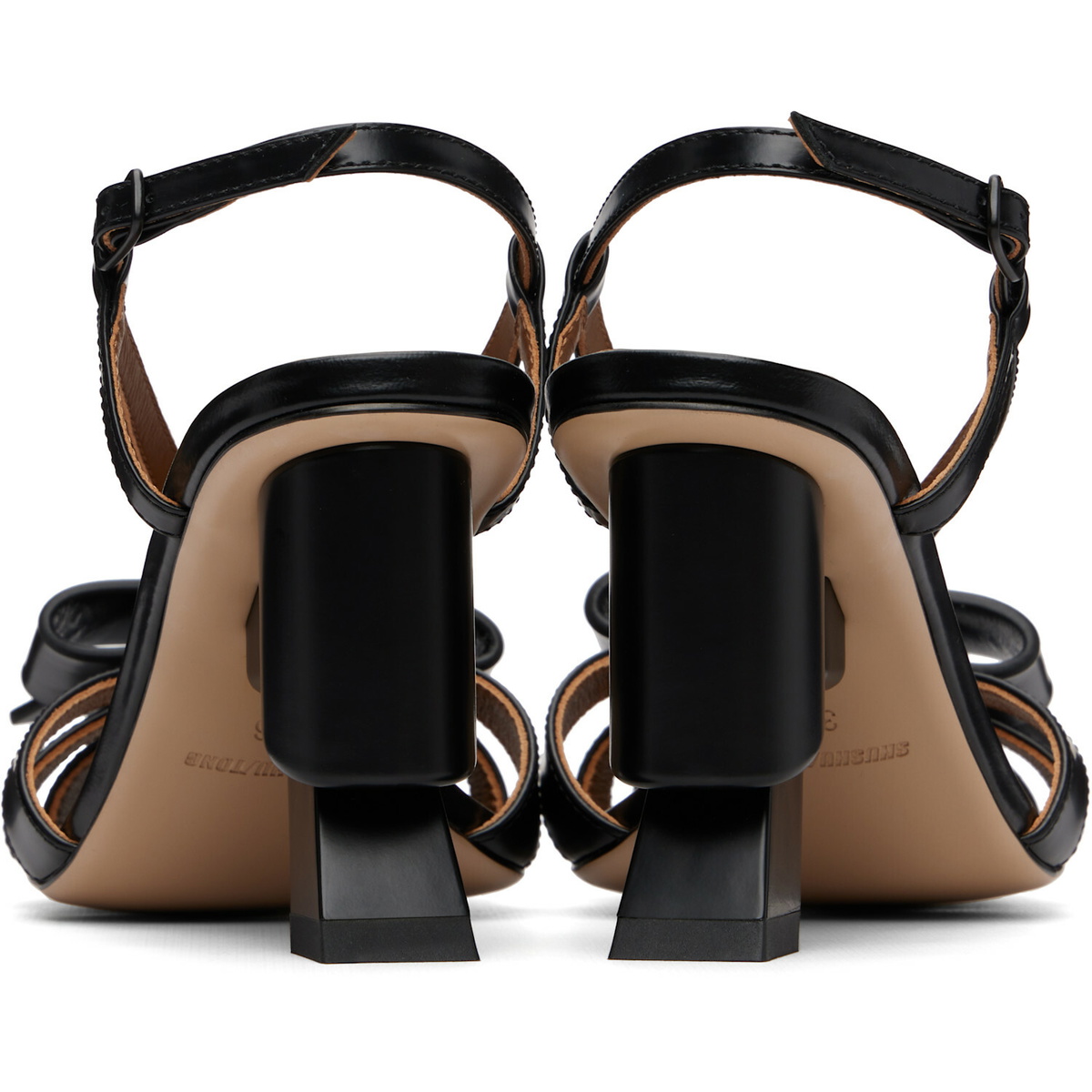 SHUSHU/TONG Black Bow Detail Heeled Sandals
