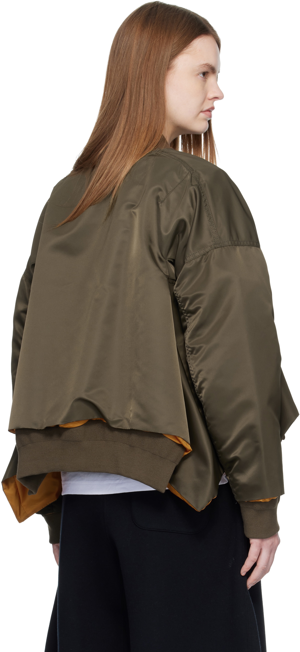 sacai Khaki Nylon Twill Bomber Jacket