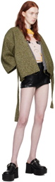 Pushbutton Khaki Oversized Cardigan