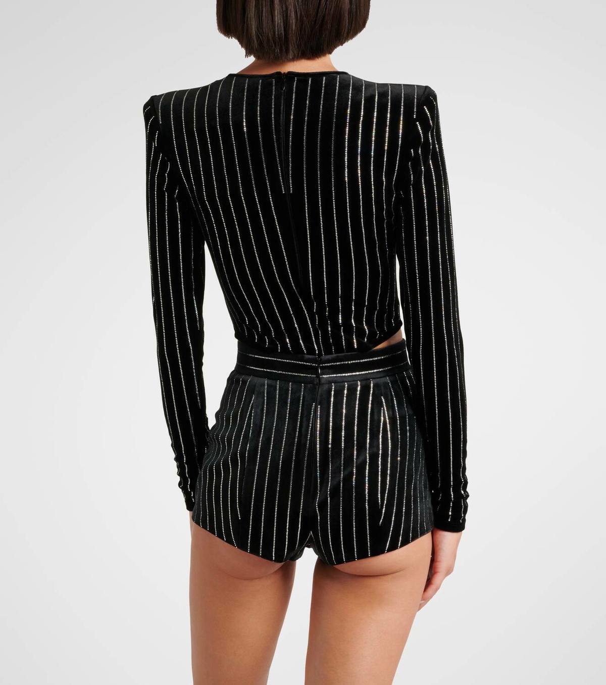 Alex Perry Crystal-embellished velvet shorts