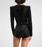 Alex Perry Crystal-embellished velvet shorts