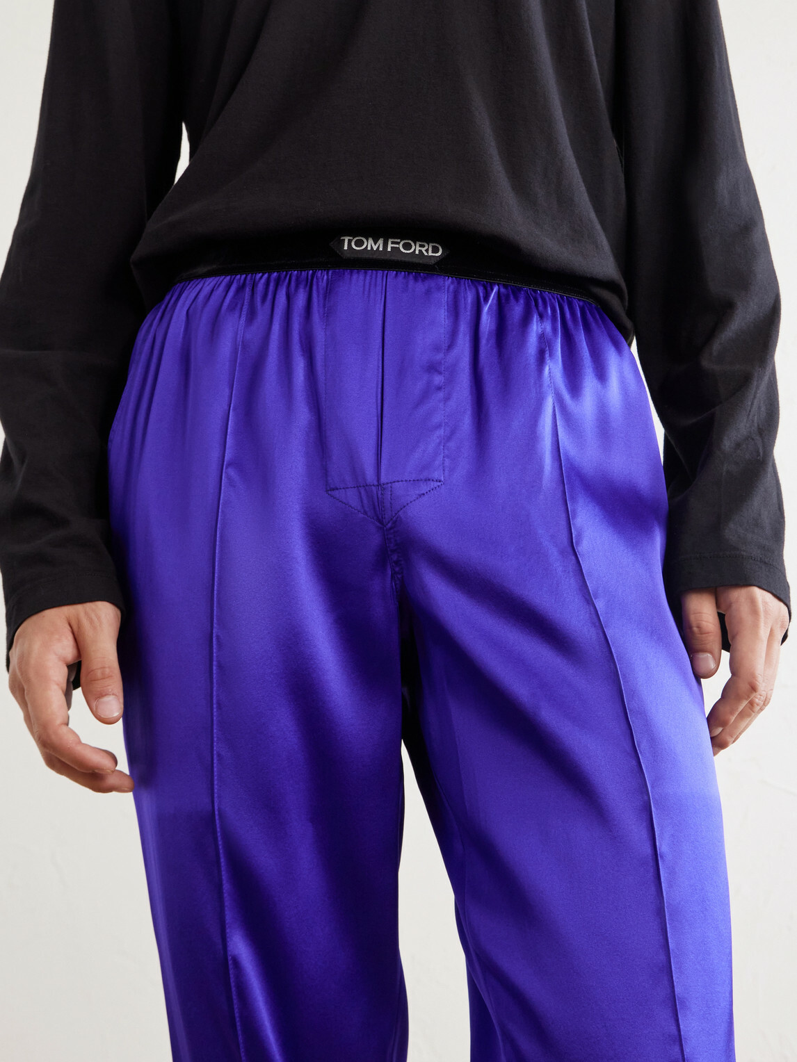 TOM FORD - Silk-Blend Satin Pyjama Trousers - Purple