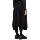 Sacai Navy and Black Melton Wool Pleated Skirt