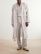 Frescobol Carioca - La Marzocco Striped Belted Tencel® and Linen-Blend Pyjamas - Neutrals