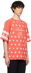 Balmain Red Signature Stars T-Shirt