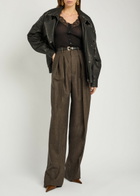 Saint Laurent Subtle-chevron Straight-leg Wool Trousers Brown