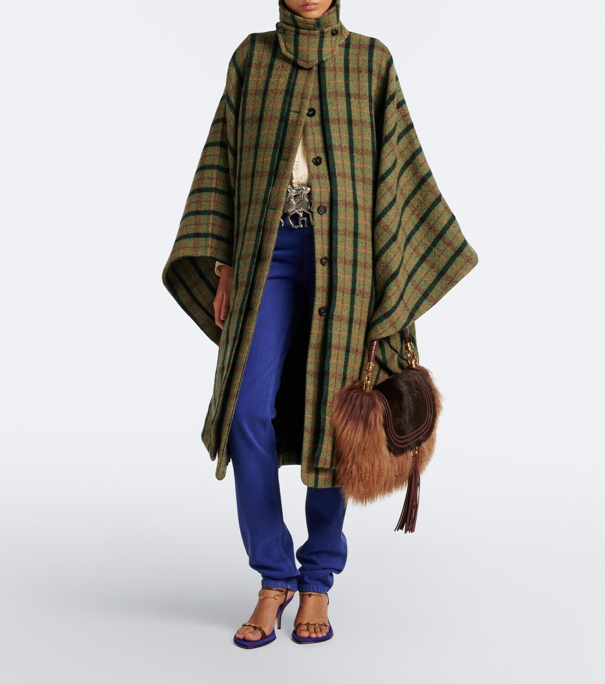 Chloé Marcie Foulard Small shearling shoulder bag