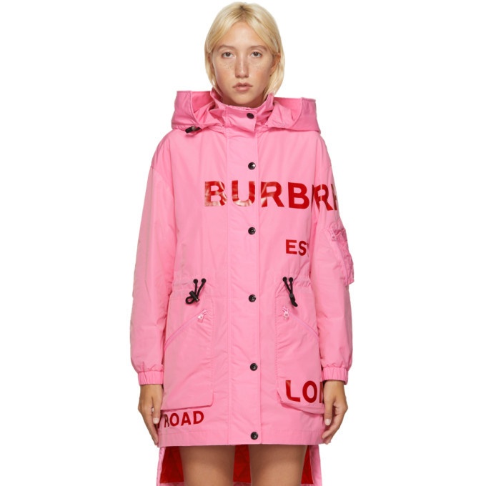 Photo: Burberry Pink Dartmouth Horseferry Print Rain Jacket