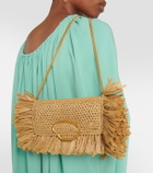 Oscar de la Renta O Pochette fringed raffia clutch